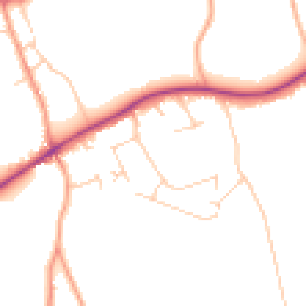 Daytime road noise heatmap for KT24 5NT