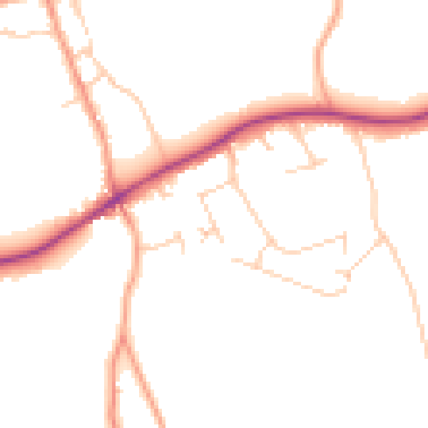 Daytime road noise heatmap for KT24 5NY