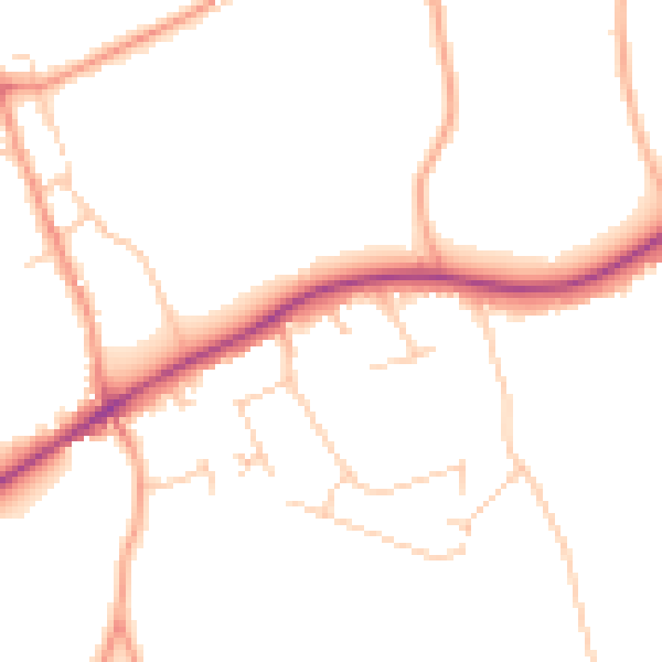 Daytime road noise heatmap for KT24 5NZ