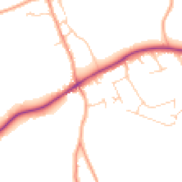 Daytime road noise heatmap for KT24 5PD