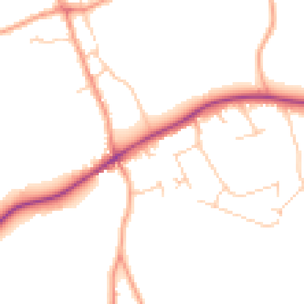 Daytime road noise heatmap for KT24 5PF