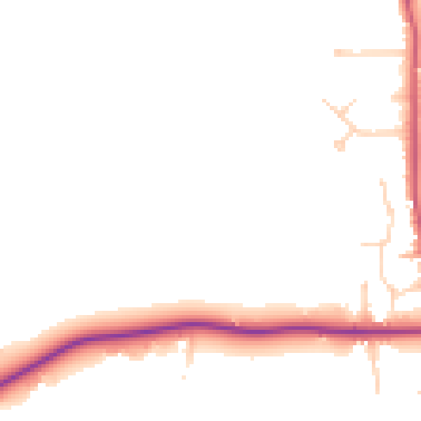 Daytime road noise heatmap for KT24 6AW