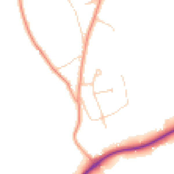 Daytime road noise heatmap for KT24 6BQ