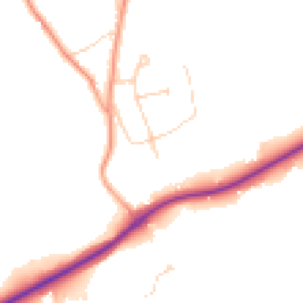 Daytime road noise heatmap for KT24 6BS