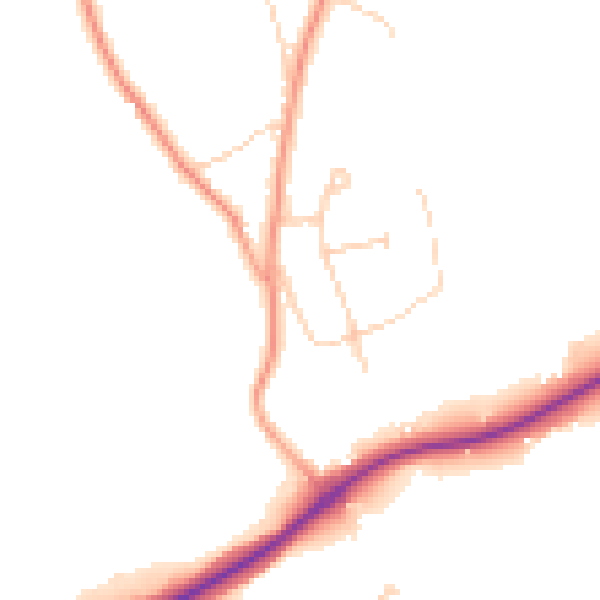 Daytime road noise heatmap for KT24 6BX