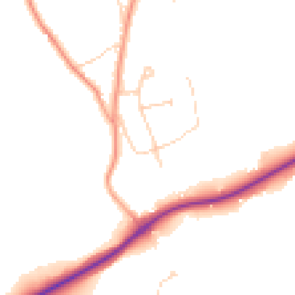 Daytime road noise heatmap for KT24 6BZ