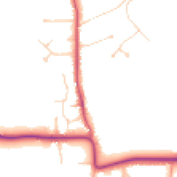 Daytime road noise heatmap for KT24 6DH