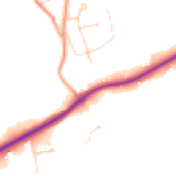 Daytime road noise heatmap for KT24 6DL