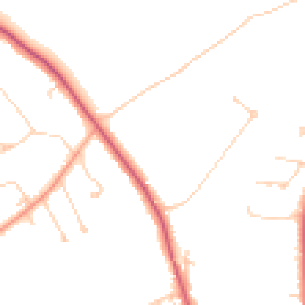Daytime road noise heatmap for KT24 6DN