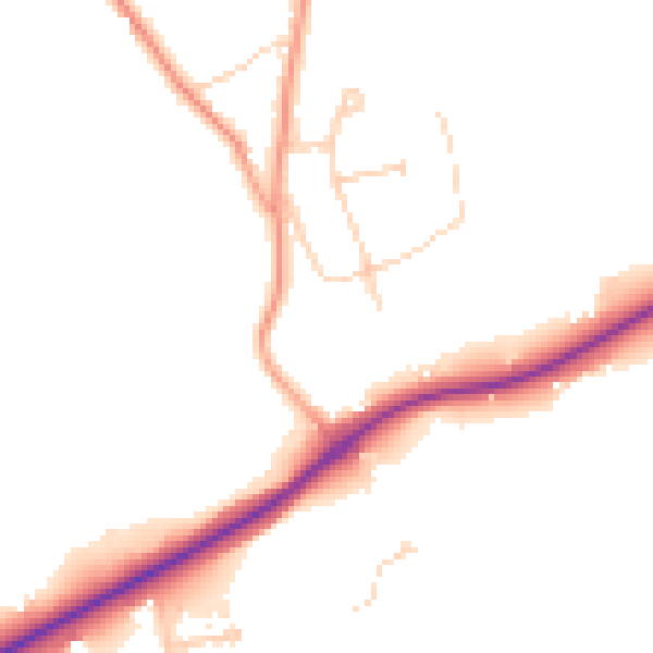 Daytime road noise heatmap for KT24 6DP