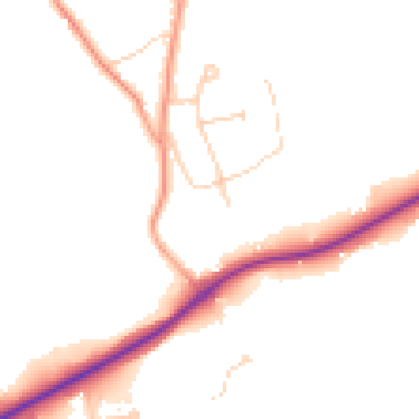 Daytime road noise heatmap for KT24 6DQ