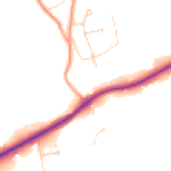 Daytime road noise heatmap for KT24 6DW