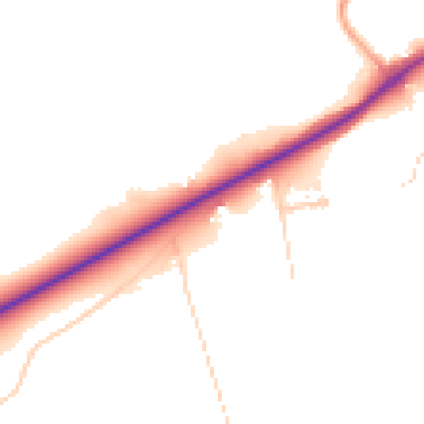 Daytime road noise heatmap for KT24 6DY