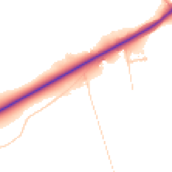 Daytime road noise heatmap for KT24 6EA