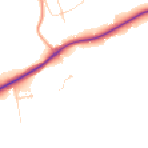 Daytime road noise heatmap for KT24 6EF