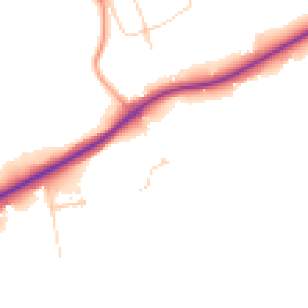 Daytime road noise heatmap for KT24 6EH