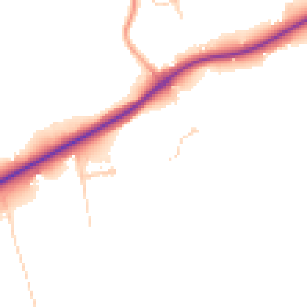 Daytime road noise heatmap for KT24 6EJ