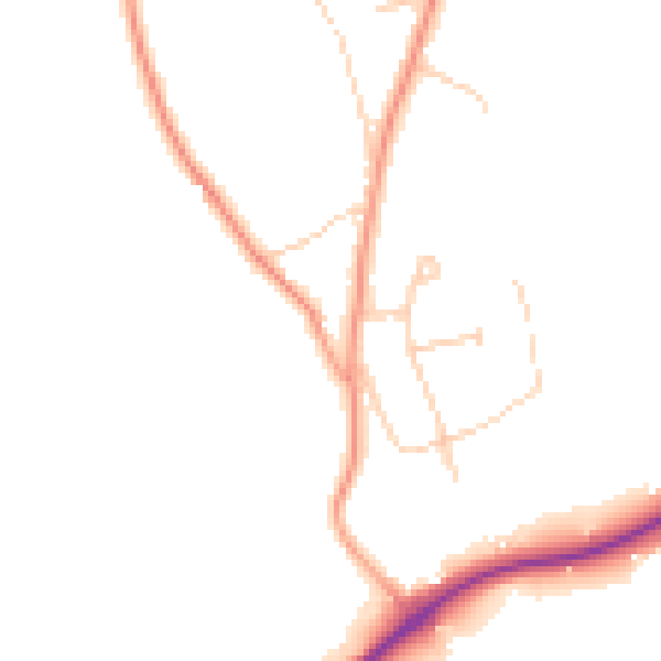 Daytime road noise heatmap for KT24 6JG