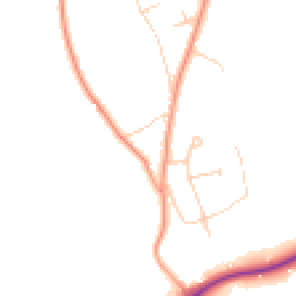 Daytime road noise heatmap for KT24 6JJ