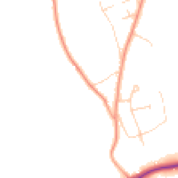 Daytime road noise heatmap for KT24 6JN