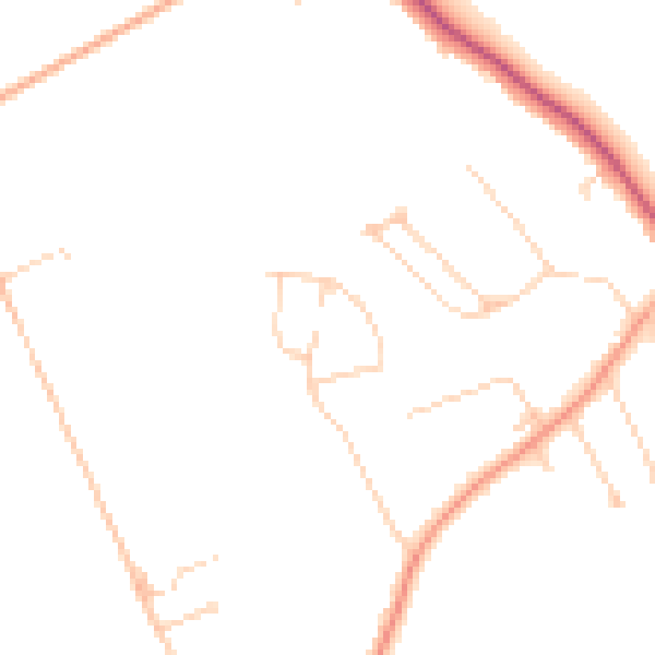 Daytime road noise heatmap for KT24 6LU