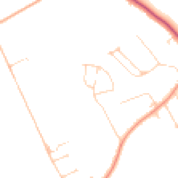 Daytime road noise heatmap for KT24 6LX