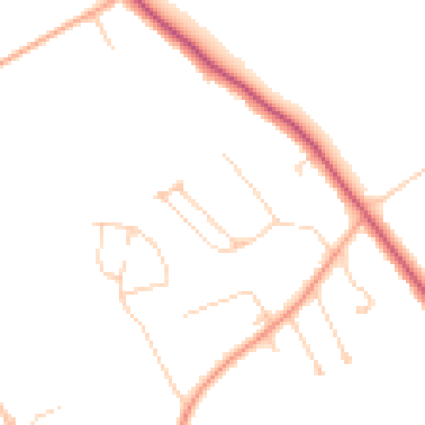 Daytime road noise heatmap for KT24 6PD