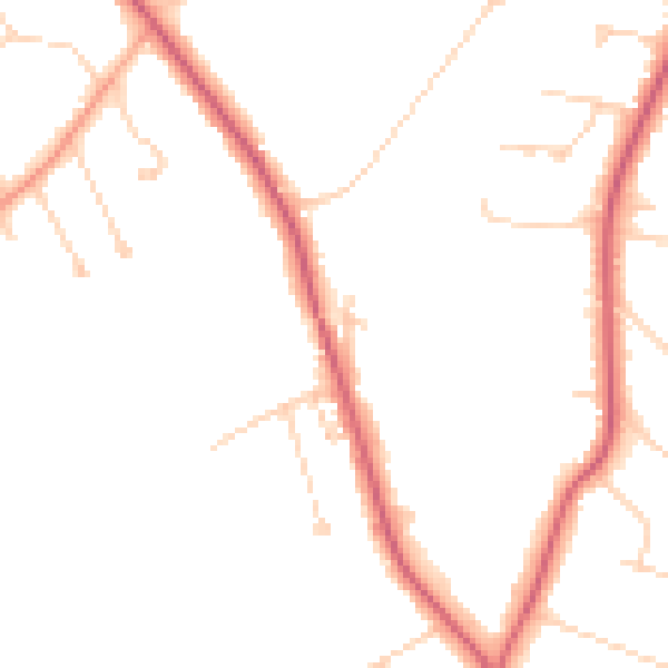 Daytime road noise heatmap for KT24 6QB