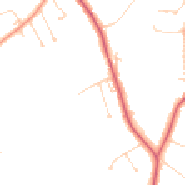 Daytime road noise heatmap for KT24 6QL