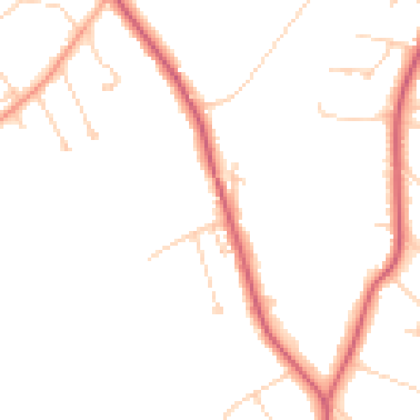 Daytime road noise heatmap for KT24 6QS