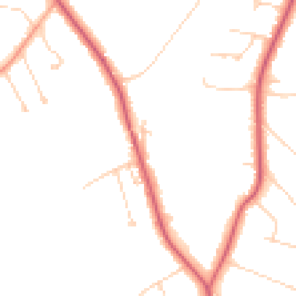 Daytime road noise heatmap for KT24 6QX