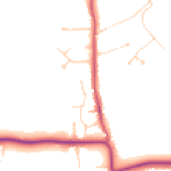 Daytime road noise heatmap for KT24 6SS