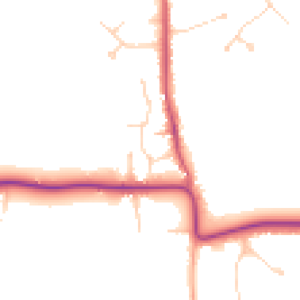 Daytime road noise heatmap for KT24 6SU