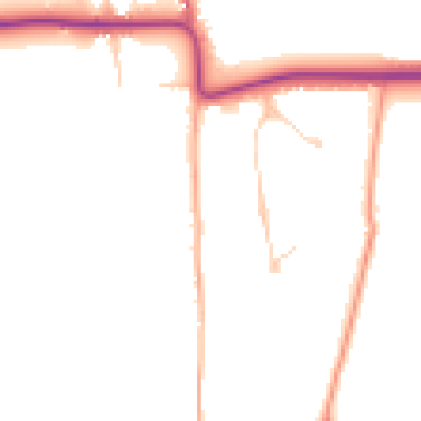 Daytime road noise heatmap for KT24 6TJ