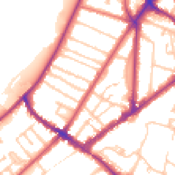 Daytime road noise heatmap for KT6 4AG
