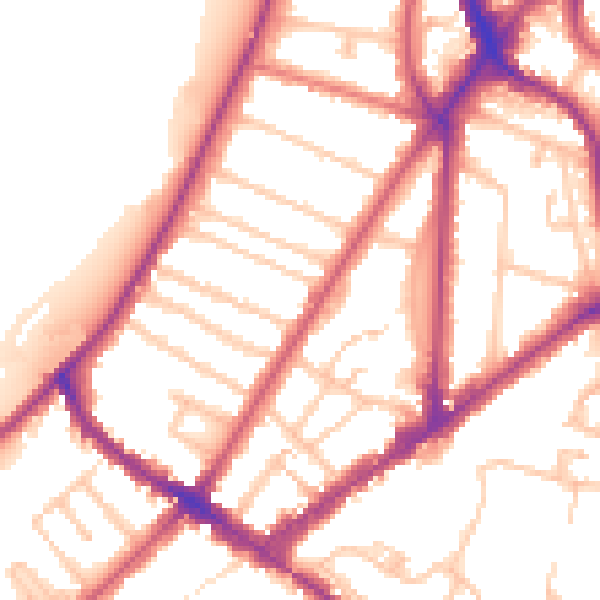 Daytime road noise heatmap for KT6 4AQ