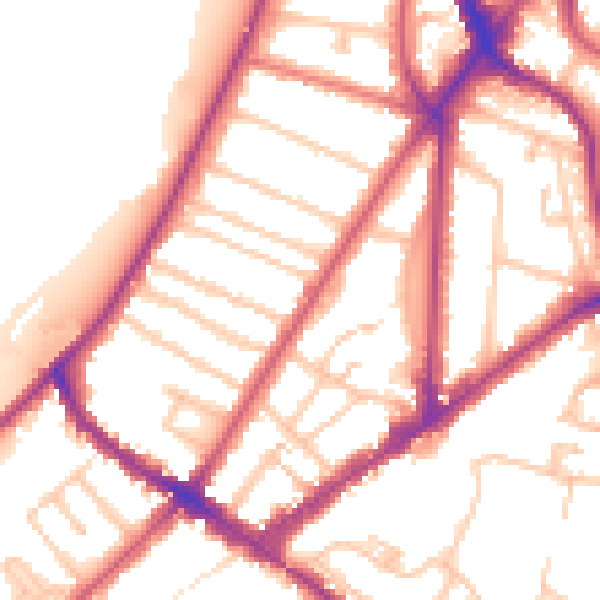 Daytime road noise heatmap for KT6 4AW