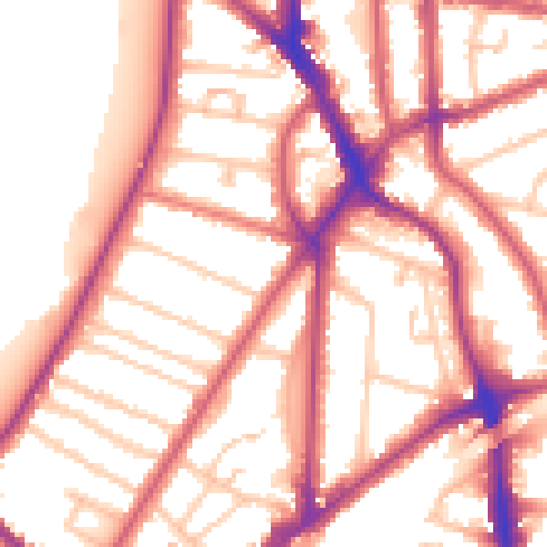 Daytime road noise heatmap for KT6 4AZ