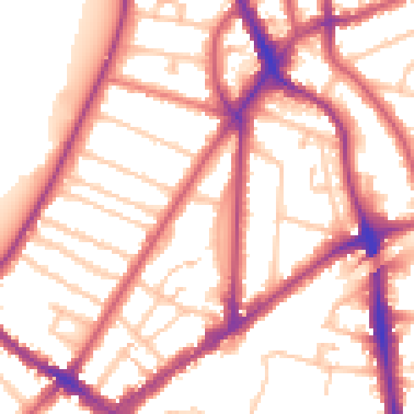 Daytime road noise heatmap for KT6 4BD