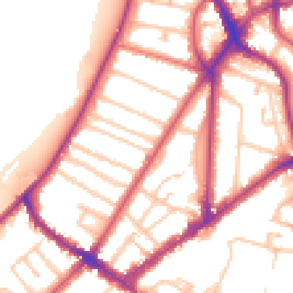 Daytime road noise heatmap for KT6 4BF