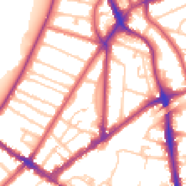 Daytime road noise heatmap for KT6 4BN