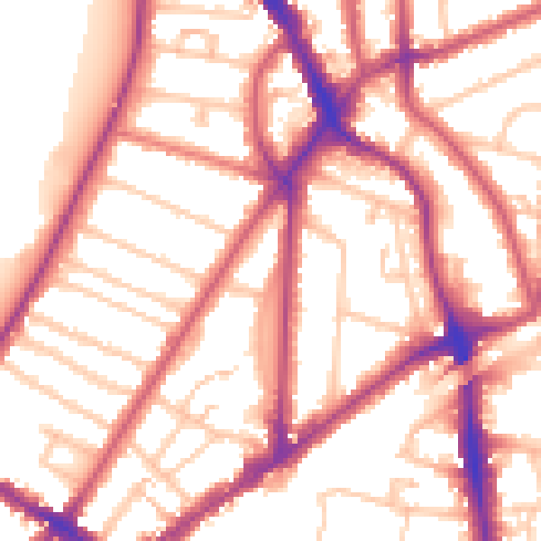 Daytime road noise heatmap for KT6 4BP