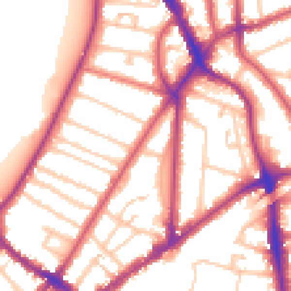 Daytime road noise heatmap for KT6 4BU