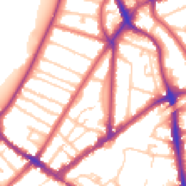 Daytime road noise heatmap for KT6 4BW