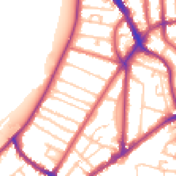 Daytime road noise heatmap for KT6 4BX