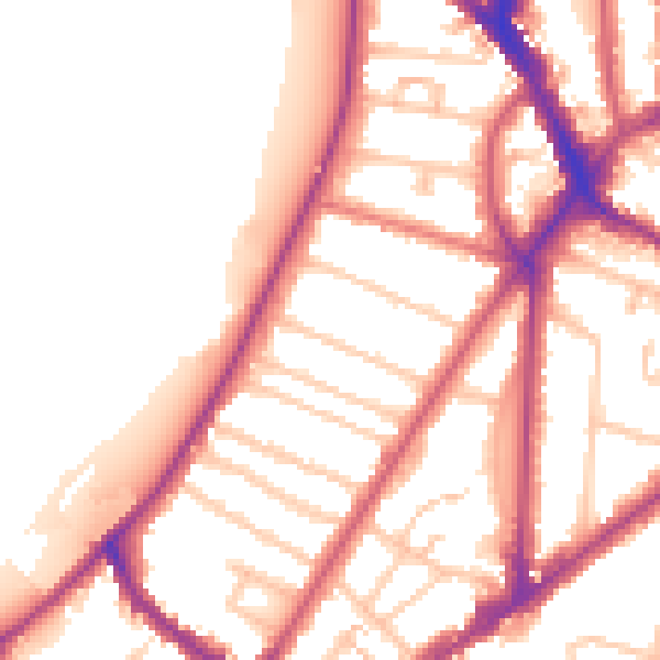 Daytime road noise heatmap for KT6 4BY