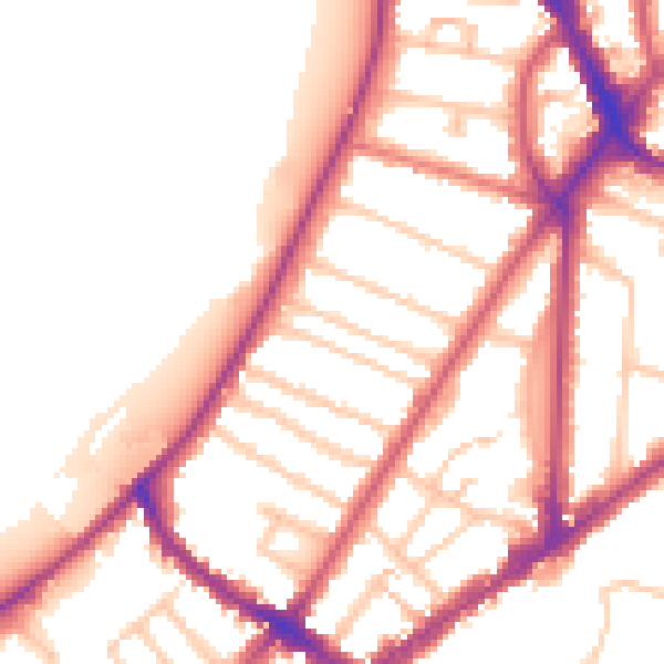 Daytime road noise heatmap for KT6 4DJ