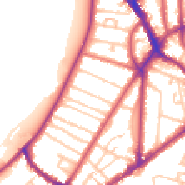 Daytime road noise heatmap for KT6 4DP