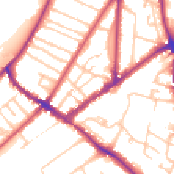 Daytime road noise heatmap for KT6 4DU