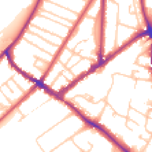 Daytime road noise heatmap for KT6 4FG